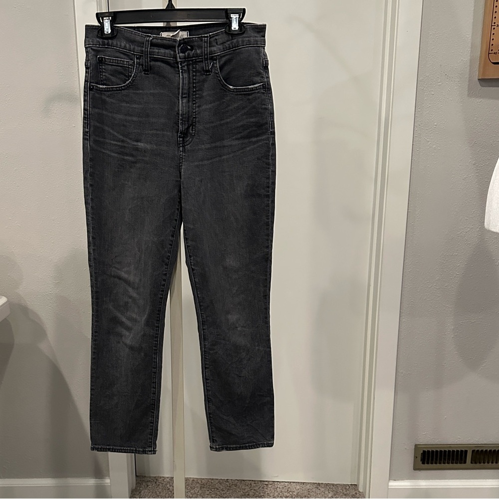 Madewell Perfect Vintage Crop Jeans Black Wash High Rise Straight Leg Size 27 - Picture 2 of 10